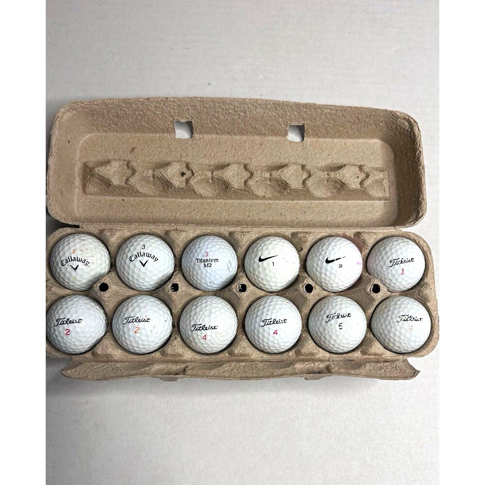 Lot of 12 Mixed Used Golf Balls Titleist Callaway Nike Titanium M2 Preowned
